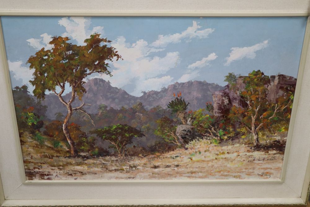 Ernest King, oil on board, South African landscape, signed, 60 x 90cm